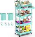 Goovilla 4 Tier Rolling Utility Cart Organizer with Removable Drawer, Blue