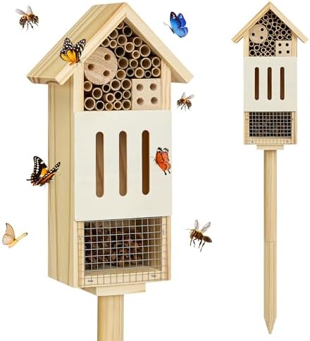 UUMENHA Bee House Bug Hotel & Butterfly House with Stake,Ladybug Hotel