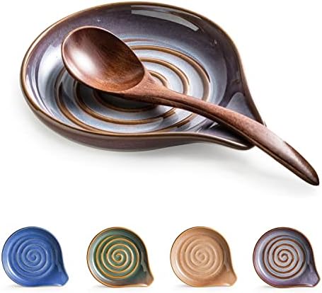 Spoon Rest, Ceramic Spoon Holder with Deep Drip Tray for Stove Top
