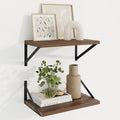 Axeman Deep Floating Shelves, 16'' x 10'' Walnut Wall Shelves Set of 2