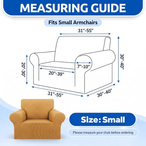 KEKUOU Stretch Chair Sofa Slipcover, Single Couch Cover,Golden