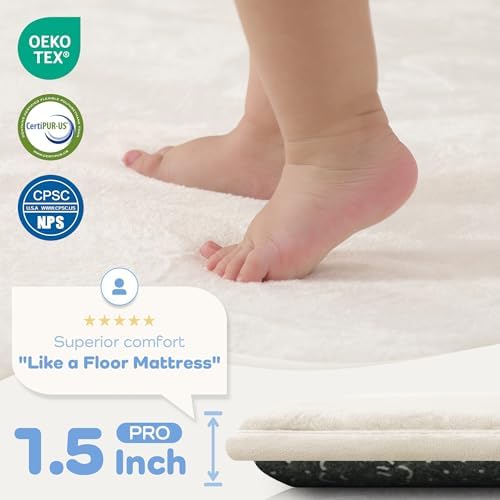 1.5" Thick Baby Play Mat for Floor 79x118 Soft Foam Play Mats Beige