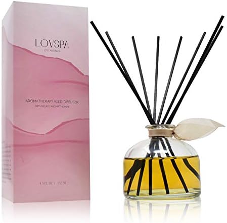 Reed Diffuser Set, Sandalwood & Amber Scented Oil Diffuser with Sticks, Home Fragrance Accessories for Bathroom Shelf Decor, Aroma Diffusers for Home or Office Fall Decor, USA Made