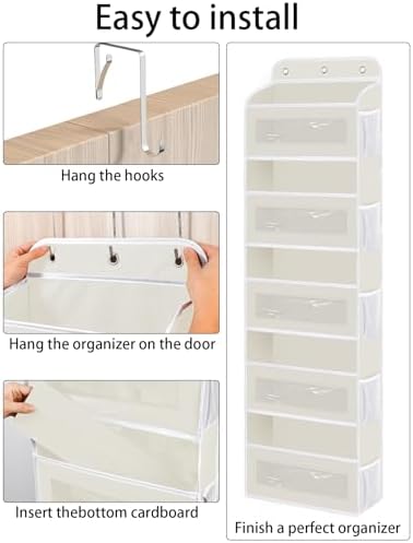 KYEVIS Over The Door Organizer, 5 Shelves Closet Door Hanging Organizer with 10 Mesh Pockets, Nursery Closet Organizer, Baby Essentials, Dorm Room Essentials for Girls