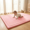 ACOMOPACK Baby Play Mat for Floor 1.3" Thick Memory Foam Play Mat 79"×118" Tummy Time Crawling with Non-slip Bottom for Living Room,Nursery,Soft Velvet Playpen Mats for Kids,Infants（Pink）