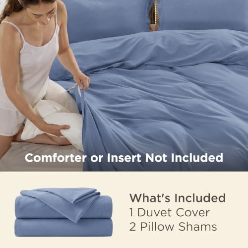 Bedsure Duvet Cover Full Size, 3Pcs Double Brushed Bedding Set, Slate Blue