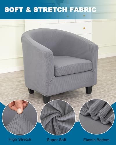 NILUOH 2 Piece Tub Chair Covers with Cushion Cover Soft Stretch Club Chair Slipcover Furniture Protector with Elastic Bottom Spandex Couch Covers for Bar Counter Living Room