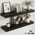 30 Inch Floating Shelves for Wall, 8"D Wood Storage Shelves, Black Finish
