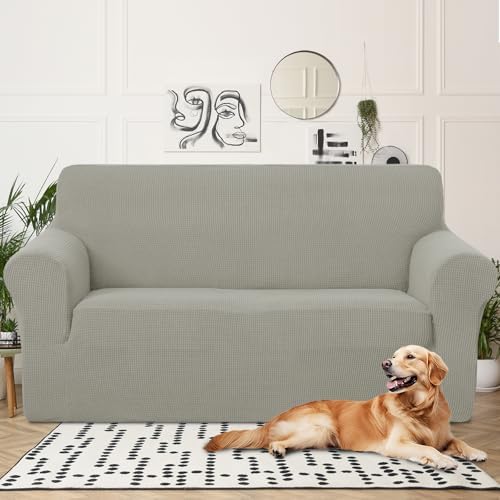 U-NICE HOME Oversized Stretch Loveseat Couch Cover, Taupe