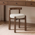 LUE BONA Wood Vanity Chair Stool with Back, Mid-Century Makeup Bench, Beige