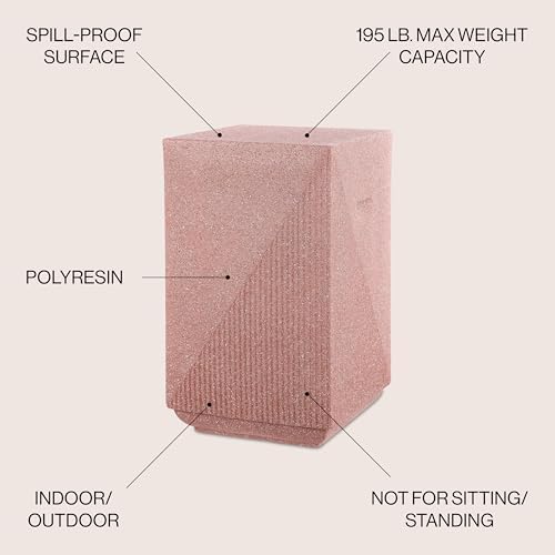 JONATHAN Y Adrian Outdoor Side Table Stool Polyresin 21", Pink Terrazzo