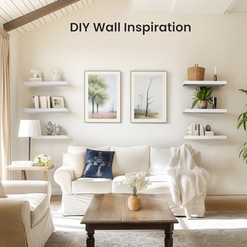 Amada 15.7" Floating Shelves for Wall Decor & Storage, Set of 3, White