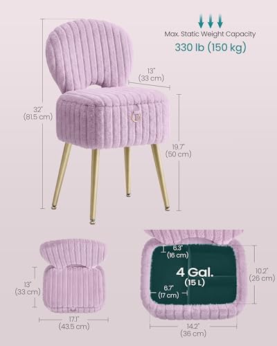 SONGMICS Vanity Chair, Makeup Stool with Folding Backrest