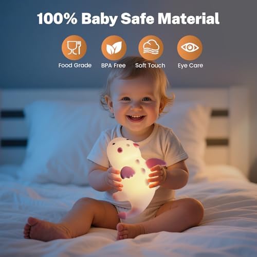 AVEKI Pink Dragon Night Light, Cute Baby Lamp Gifts for Kids Boys Girls