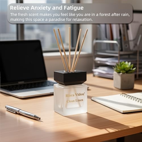 Reed Diffuser Set, Binca Vidou Lavender Linen Jasmine Natural Scent 3.38oz