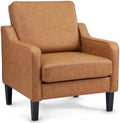 VINGLI Accent Chair, Faux Leather PU Armchair for Living Room, Brown