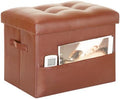Storage Ottoman, Small Folding Foot Stools Ottoman for Dorm, Light Brown