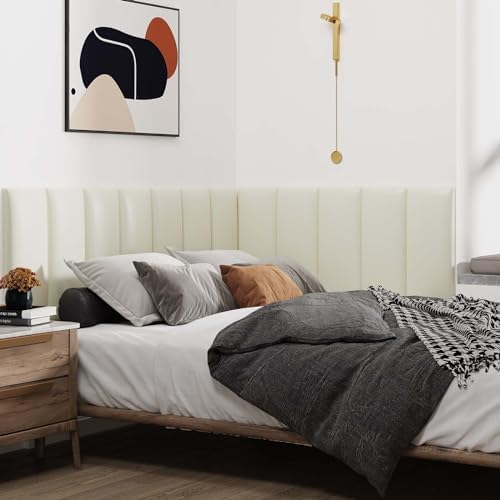 IFNOW Wall Mounted Headboard, Peel and Stick Panels, White, Queen