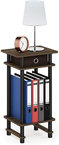 Furinno Turn-N-Tube Tall End Table, Columbia Walnut/Black/Dark Brown