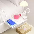 Smallish BedShelfie 2-Pack: Shroommate & Flexfit - Clip On Light and Bedside Shelf for Bunk Bed & Top Bunk, College Dorm Room Essentials, Nightstand, Floating Bed Side Table, LED Lights for Bedroom