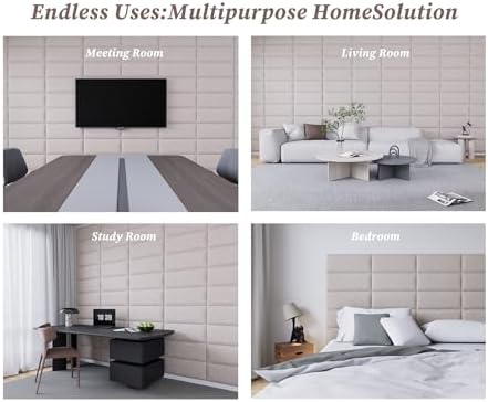 Peel and Stick Upholstered Headboard Queen Size, 9 Panels