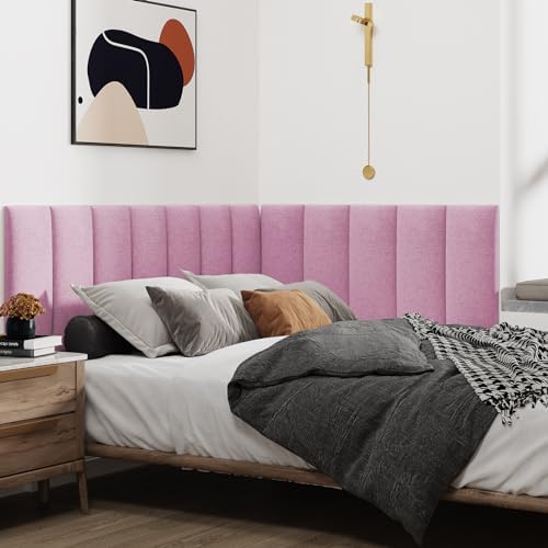 IFNOW Wall Mounted Headboard, Peel and Stick Panels, Light Pink, Queen