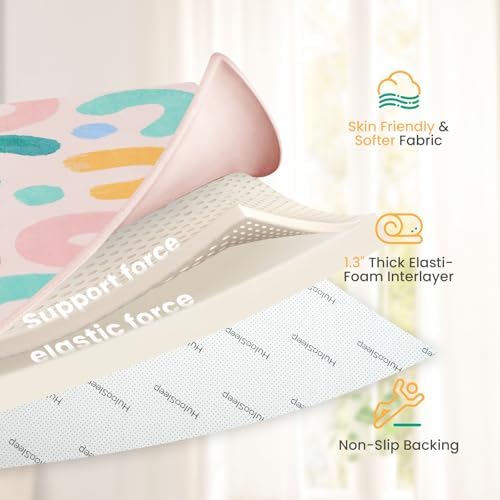 Baby Play Mat for Floor,1.3" Thick Cushioned Playpen Mat 50"x50",Extra Soft Elasti-Foam,Water Repellent Coral Velvet,Non-Slip for Crawling&Tummy Time,Infant Toddler Kids Nursery Rug(Doodle)