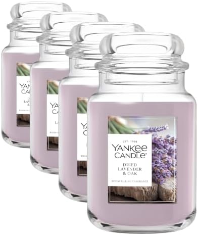 Yankee Candle Dried Lavender & Oak Scented Candle, 22oz, Large Jar (Pack of 4)
