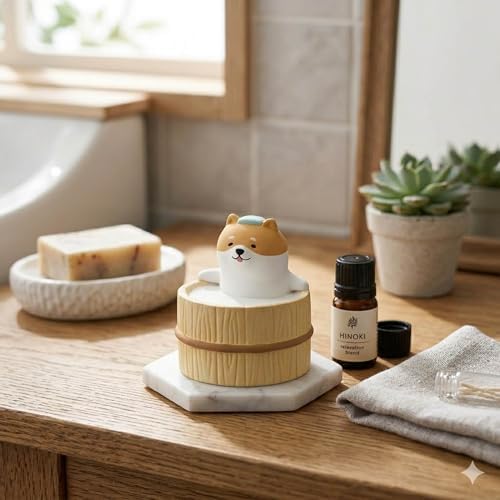 Passive Stone Diffuser, Cute Animal Series Aromatherapy Oil Diffuser for Tabletop Decor (1, Relaxed Shiba)