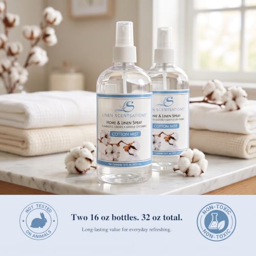 Linen Scentsations Fabric & Linen Spray for Bedding, Cotton Mist, 16oz x2