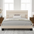 Allewie Cal King Size Platform Bed Frame with Velvet Upholstered Headboard