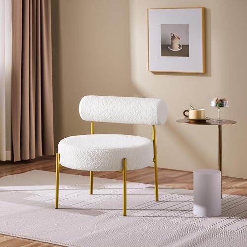 Topeakmart Modern Vanity Chair, Armless Accent Chair, White