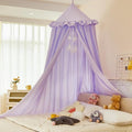 Princess Decor Canopy for Kids Bed, Soft and Durable Bed Canopy for Girls Room Tent Canopy Dreamy Mosquito Net Bedding, Children Reading Nook Canopies Indoor (Purple)