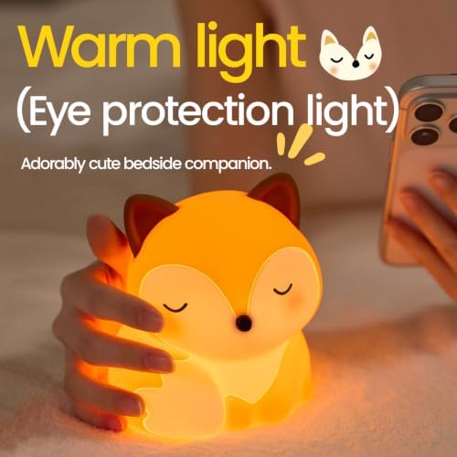 Fox Night Light Silicone Squishy Animal Lamp with 30 Min Auto Timer
