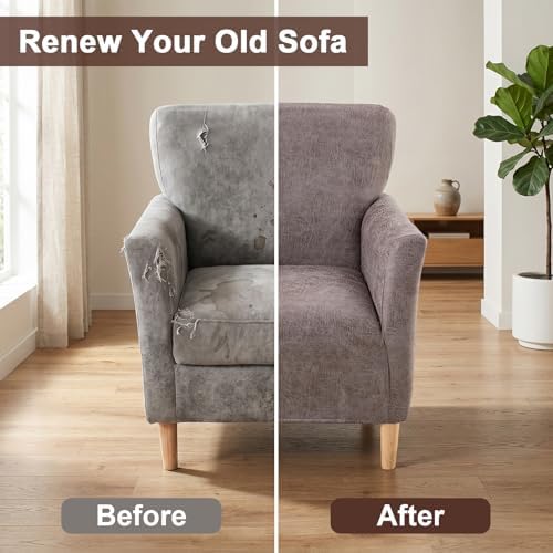 Armchair Covers Stretch Arm Covers Chair Couch Covers, Faux Leather Looking Armchair Slipcover Washable Chair Protector for Living Room (Color D-1)