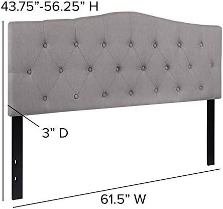 Flash Furniture Queen Tufted Fabric Headboard, Light Gray