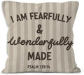 Christian Nursery Throw Pillow Cover 18x18, Bible Verse I Am Fearfully and Wonderfully Decorative Pillow Covers for Kids Nursery Room Bedroom Playroom, Religious Accent Pillows Cover Pillowcases