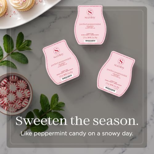 Scentsy Wax Melts, Perfect Peppermint 3 Bar Set, Paraffin Wax, 7.8 oz