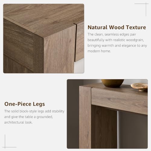 OKD 63" Console Table with Drawers, Thick Block Entryway Table, Alder Grey