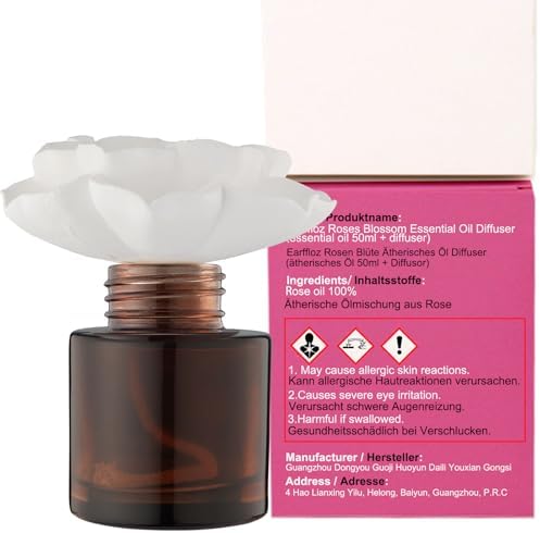 Essential Oil and Diffuser Gift Set, You're Awesome Like Rose Blossom (1.7 fl.oz|50ml), 60-Days Natural Air Freshener Non-Toxic Home Scent Upgrades Fragrance Reed Diffuser 18