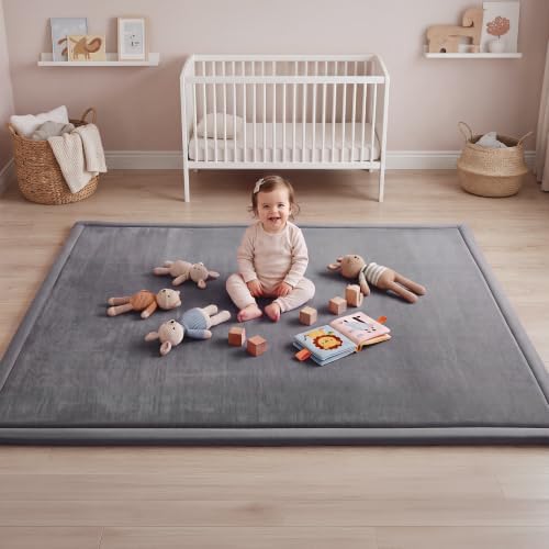 1.3" Thick Baby Play Mat for Floor,118x158 Large Memory Foam Tummy Time Mat