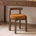 LUE BONA Wood Vanity Chair Stool with Back, Mid-Century Makeup Bench, Brown