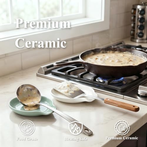 LarqeeWare Ceramic Spoon Rest for Stove Top, Modern Kitchen Counter Holder