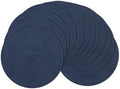 SHACOS 15 inch Round Placemats Set of 12 for Dining Table Braided Circle Place Mats Kitchen Table Placemat Washable Table Mats, Navy Blue