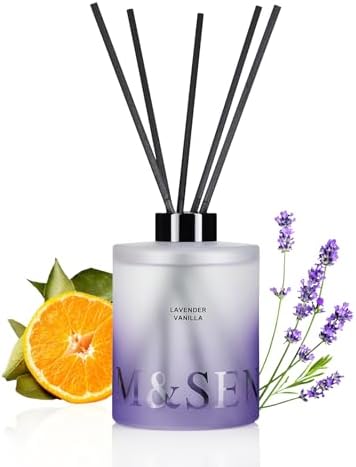M&SENSE Reed Diffuser Set, Lavender Vanilla, 17 oz Natural Essential Oil