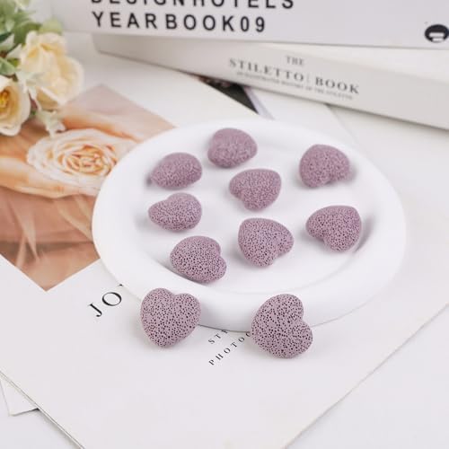 rockcloud 10 PCS 0.9" Purple Lava Rock Stone Heart Shape Pocket Stones
