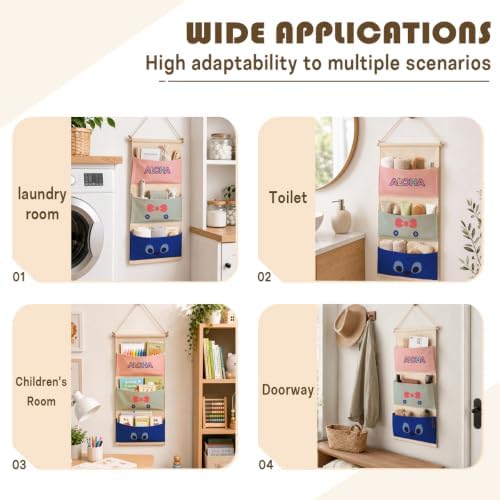 3-Pocket Hanging Wall Organizer, Tropical Aloha Design for Playroom