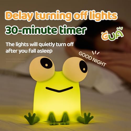 Frog Night Light for Kids, Cute Dimming Nursery Bedside Lamp Decor