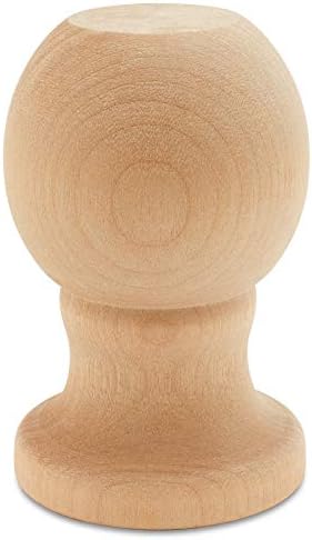 Wooden Flag Pole Finials, 3-inch Wood Flag Pole Topper with 1-inch Hole, Pack of 6 Craft Finials, by Woodpeckers