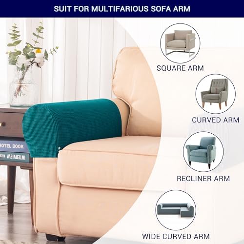 SUBRTEX Stretch Couch Arm Covers Set of 2, Non-Slip Sofa Armrest Slipcovers